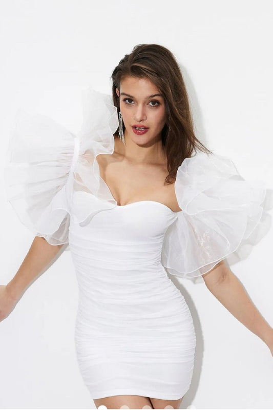 Bodycon Dress for Women, Puff Sleeve Mesh Cocktail Dresses