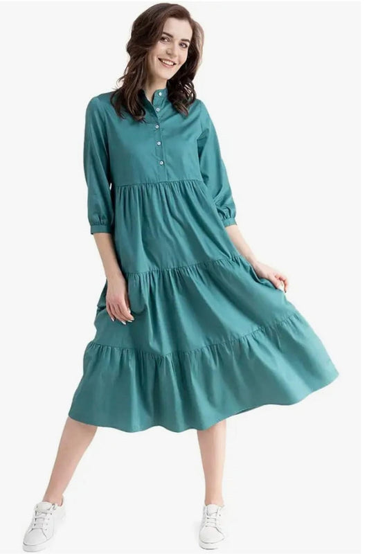 Solid A-line Dress