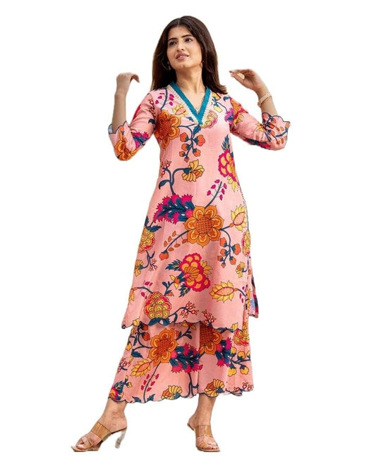 LookMark Women Cotton Blend Kurta Set: Your Passport To Effortless Chic! Step Into Ethnic Glamour With Our Printed Kurti Pant Sets!