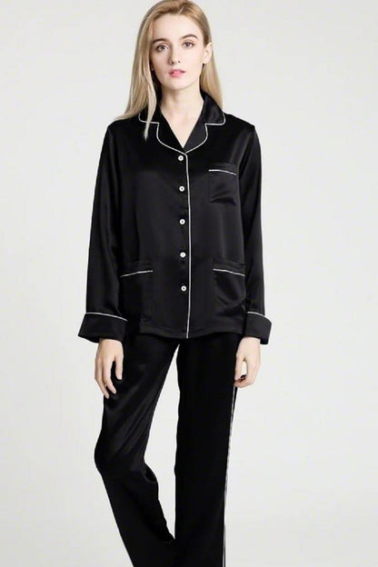 Women Night Suit Set Black Solid