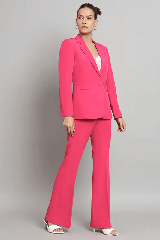 Women Single-Breasted Blazer with Welt Pockets