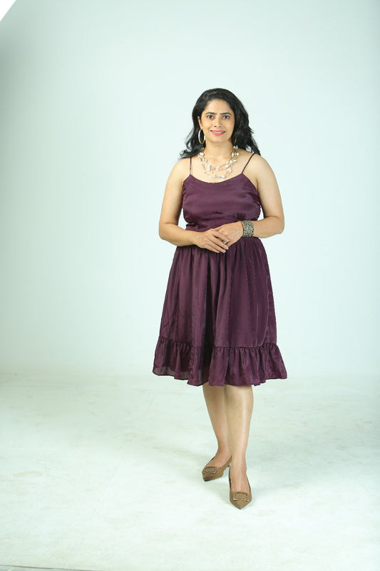 Rayon A-Line Dress For Womens (Wine)