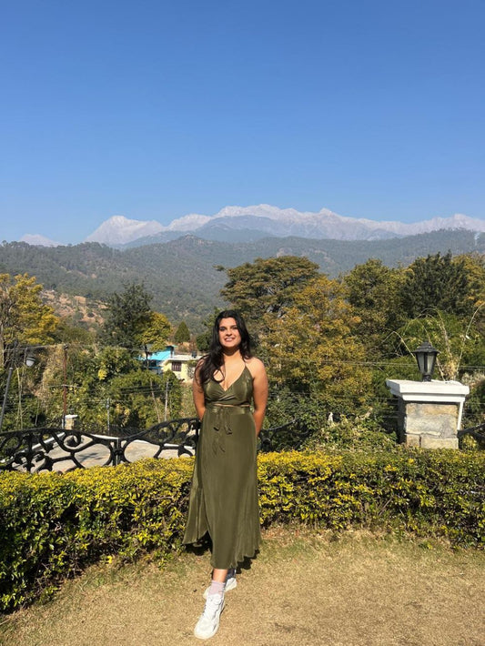 Olive Trail Wrap Dress