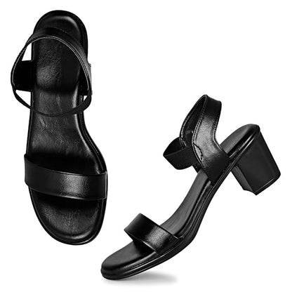 LUVFEET Women's Sequins Block Heels Fashion Sandals For Women & Girls