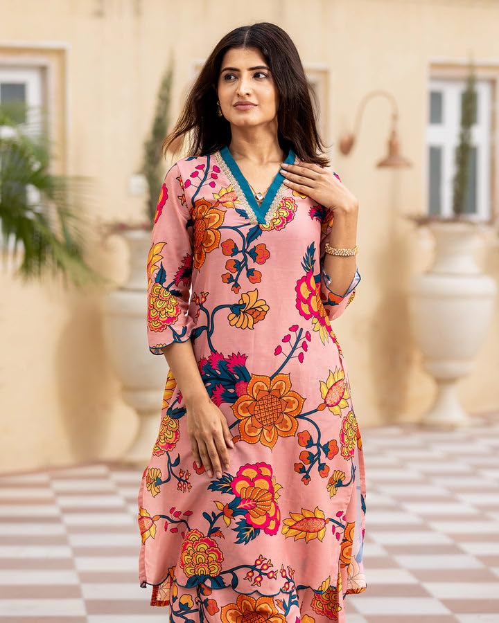 LookMark Women Cotton Blend Kurta Set: Your Passport To Effortless Chic! Step Into Ethnic Glamour With Our Printed Kurti Pant Sets!