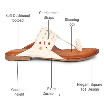 LUVFEET Women Stylish Kolhapuri Chappal, Ethnic Slippers & Flat Fashion Sandals Footwear