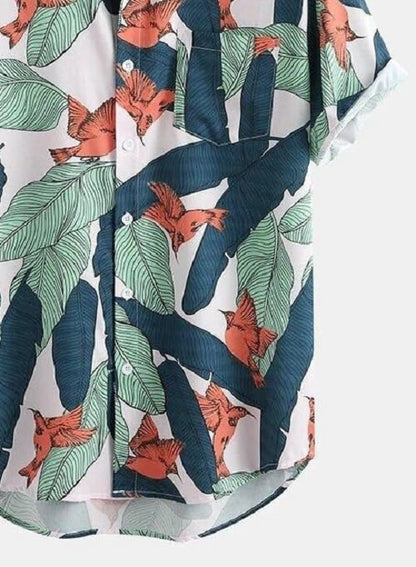 LookMark Men's Cotton Blend Printed Stitched Half Sleeve Regular Fit Shirt