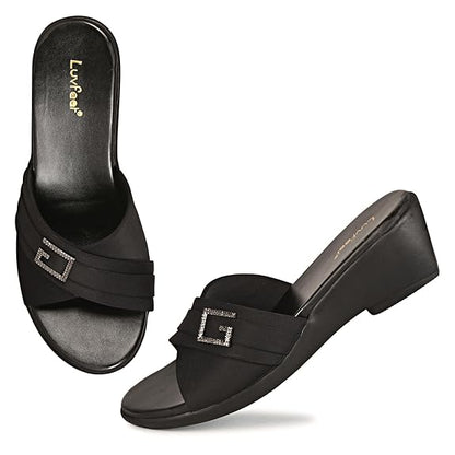 LUVFEET Women's Slip-On Wedges Heels Sandals