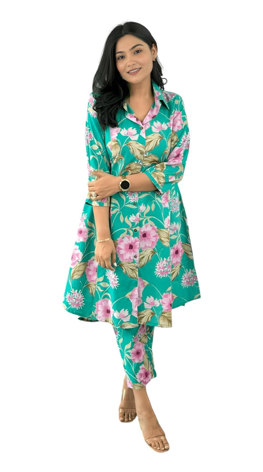 LookMark Women's Cotton Blend Trendy Regular Fit Solid Printed Kurti with Stright Bottom |Kurti Set for Women