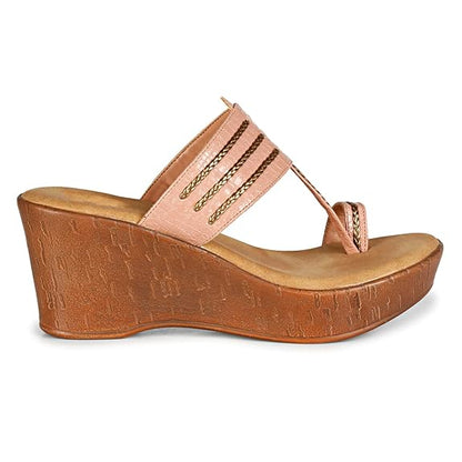 LUVFEET Fashion Sandal|Faux Leather Comfortable And Stylish Wedges Slip-on Casual Wear Occasions 4 Inches Heel For Women & Girls