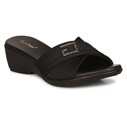 LUVFEET Women's Slip-On Wedges Heels Sandals
