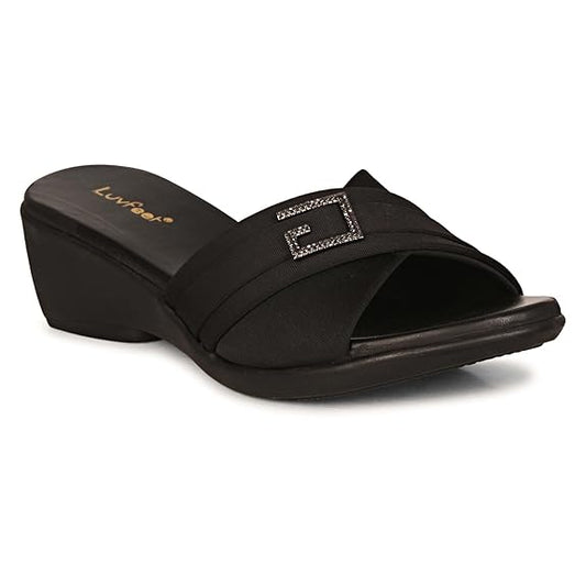 LUVFEET Women's Slip-On Wedges Heels Sandals