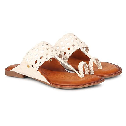 LUVFEET Women Stylish Kolhapuri Chappal, Ethnic Slippers & Flat Fashion Sandals Footwear