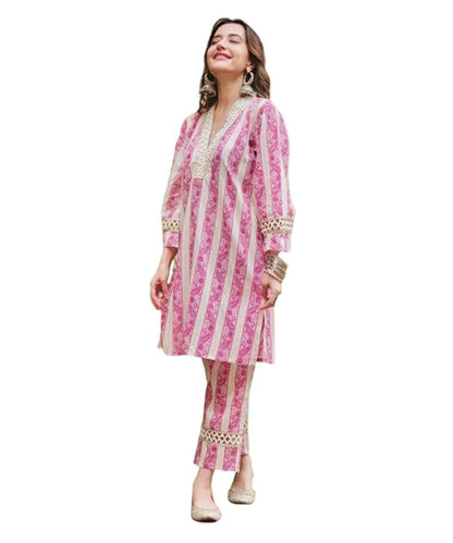 LookMark Women Cotton Blend Kurta With Pant-Suitable for Every Indian Occasion