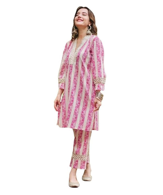 LookMark Women Cotton Blend Kurta With Pant-Suitable for Every Indian Occasion