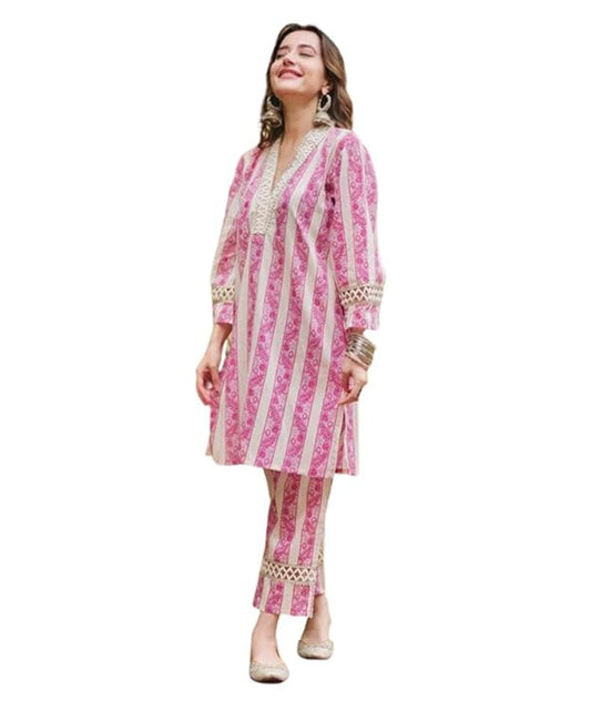 LookMark Women Cotton Blend Kurta With Pant-Suitable for Every Indian Occasion