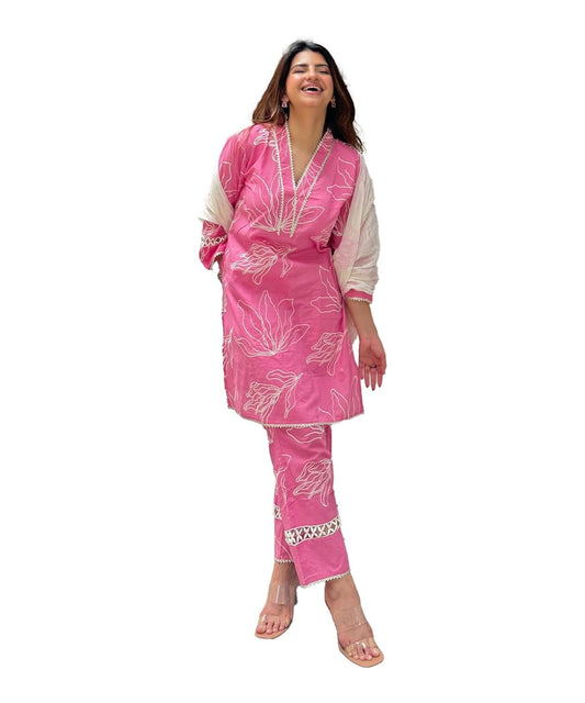 LookMark Womens Cotton Blend Solid Regular Kurta Set and Pant with Dupatta Suitable for Every Indian Occasion