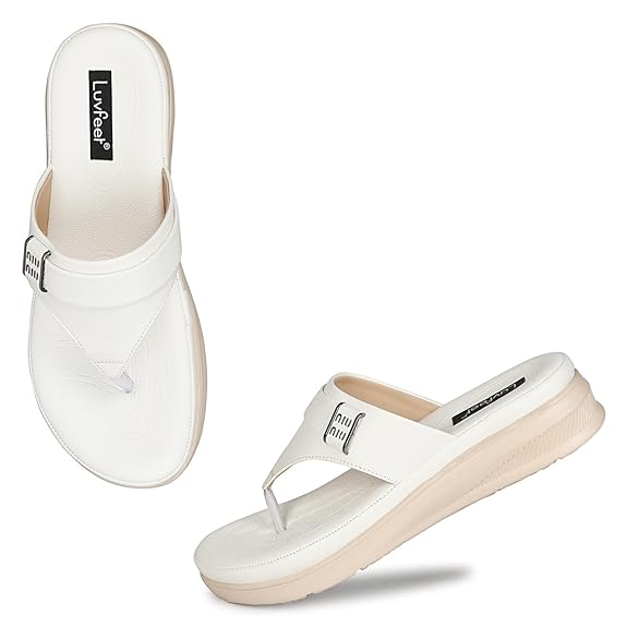 LUVFEET Women's Comfortable Memory Foam Thong Doctor Slippers/Fashionable Casual & Stylish| Lightweight & Breathable|Outdoor Synthetic Casual Chappals Sandals