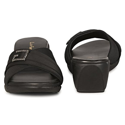 LUVFEET Women's Slip-On Wedges Heels Sandals