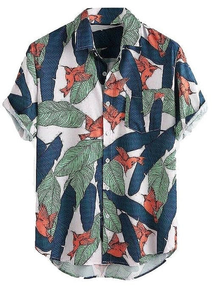 LookMark Men's Cotton Blend Printed Stitched Half Sleeve Regular Fit Shirt