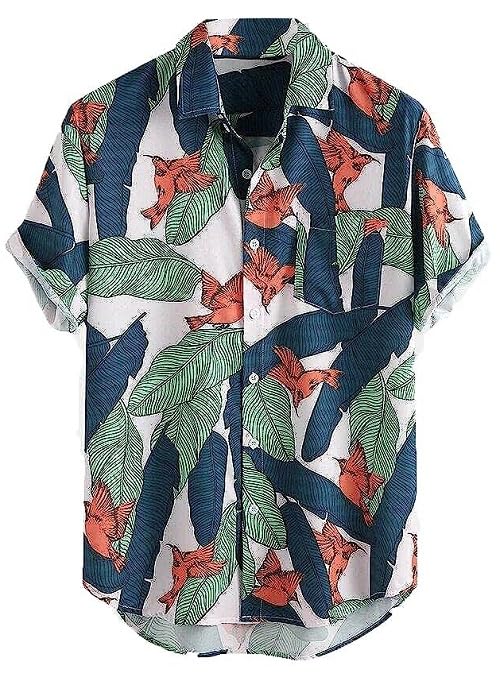 LookMark Men's Cotton Blend Printed Stitched Half Sleeve Regular Fit Shirt