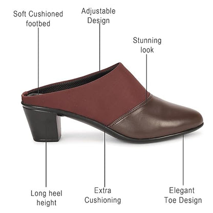 LUVFEET Women's Casual Slip-on Mules Shoes|Sandals for Office Wear| Comfortable Footwear for Women|Heels for Women Stylish Trendy|Soft Footwear for Womens