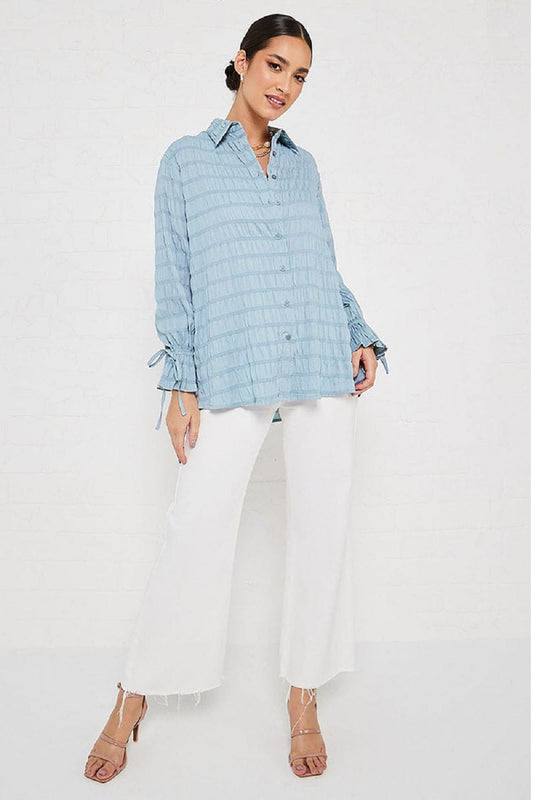 Styli Blue Self Pattern Shirt