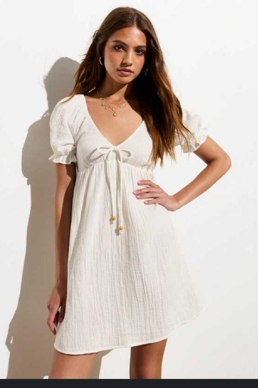 Women's Cotton Blend white short dress