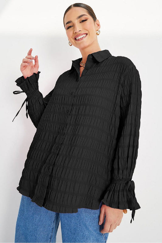 Women Oversized-Fit Shirt with Spread Collar