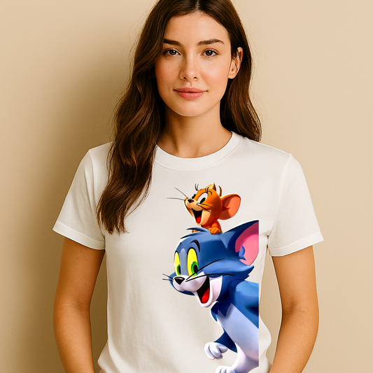 Oversized Tom & Jerry Printed T-Shirt