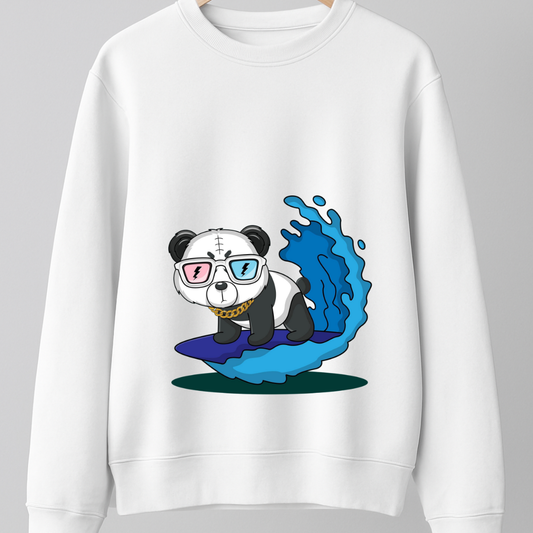 Panda  Swimming Sweatshirt White