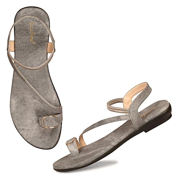 LUVFEET Flats Sandal Comfort Wear for Women's & Girl's I Ladies Stylish Comfortable Flat Sandals Back Strap for Casual & Office Wear