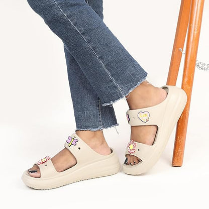 LUVFEET Double Strap Clog Sandals for Women | Cushioned Footwear |Comfortable & Lightweight | Waterproof Sandals for Women & Everyday Use