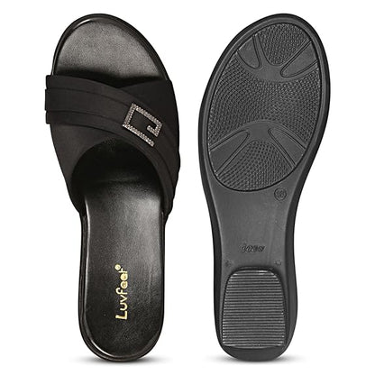 LUVFEET Women's Slip-On Wedges Heels Sandals