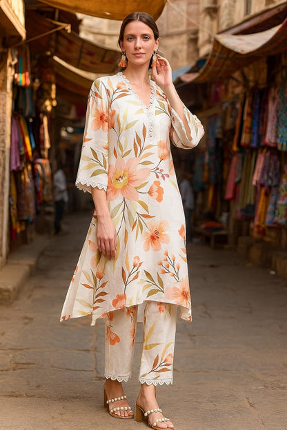 LookMark Women's Printed Cotton Blend Straight Kurta and Pant Set | Kurta Set for Women | Women Kurta | Women Kurta Sets Kurtis | Women Kurta Pant Set