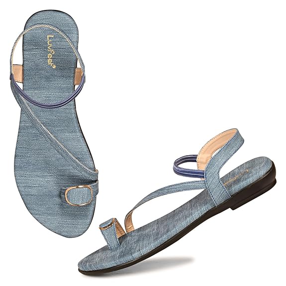 LUVFEET Flats Sandal Comfort Wear for Women's & Girl's I Ladies Stylish Comfortable Flat Sandals Back Strap for Casual & Office Wear