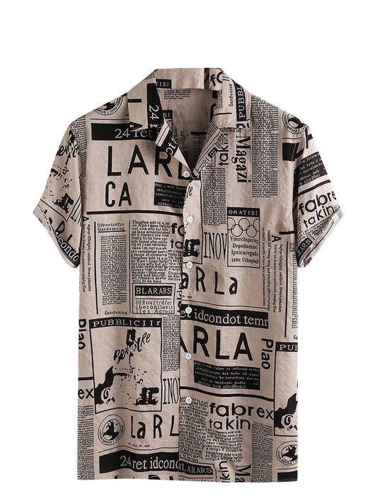 LookMark Men's Cotton Blend Stitched Printed Half Sleeve Regular Fit Shirt