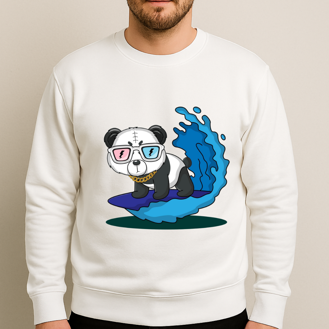 Panda  Swimming Sweatshirt White