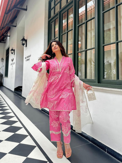 LookMark Womens Cotton Blend Solid Regular Kurta Set and Pant with Dupatta Suitable for Every Indian Occasion