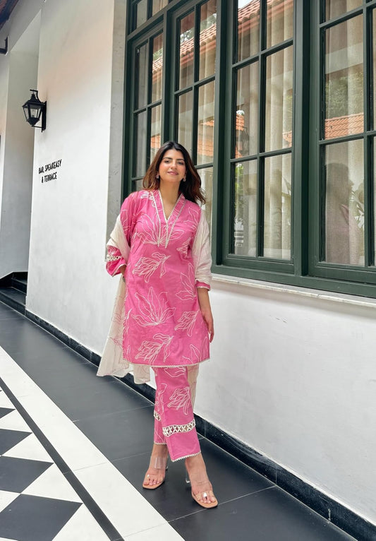 LookMark Womens Cotton Blend Solid Regular Kurta Set and Pant with Dupatta Suitable for Every Indian Occasion