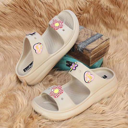 LUVFEET Double Strap Clog Sandals for Women | Cushioned Footwear |Comfortable & Lightweight | Waterproof Sandals for Women & Everyday Use