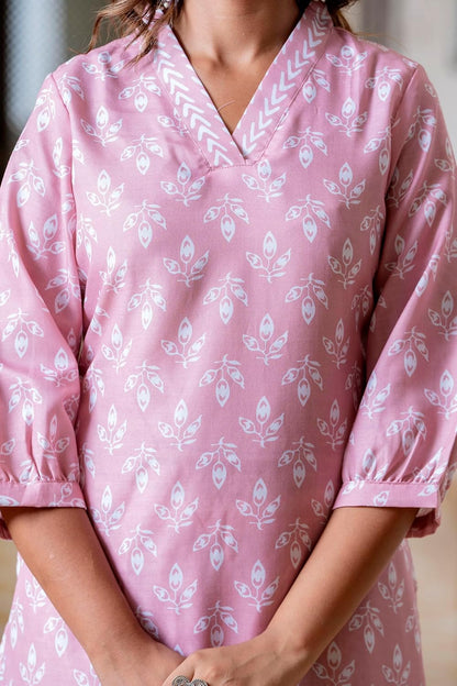 LookMark Women's Latest Printed Cotton Blend Straight Kurta and Afghani Pant Set Perfect for Casual and Office Wear (AZ-LM-P6-KS2070 Peach-S)