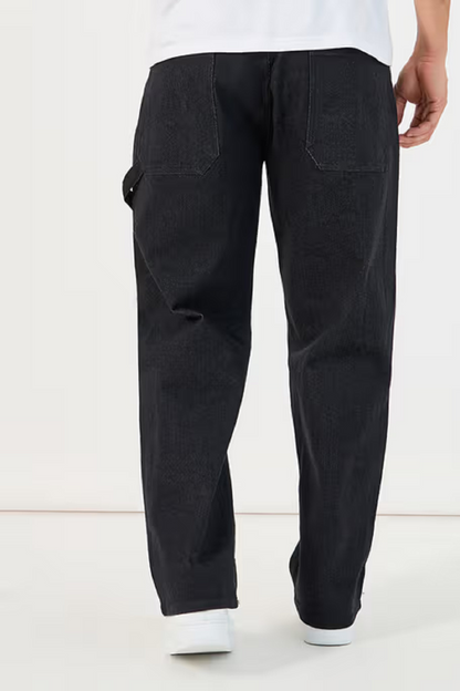 Men Solid Black Carpenter Fit Jeans