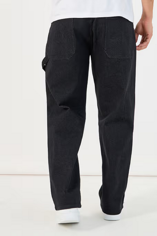 Men Solid Black Carpenter Fit Jeans