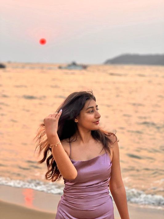 Sunset Gleam Satin Dress