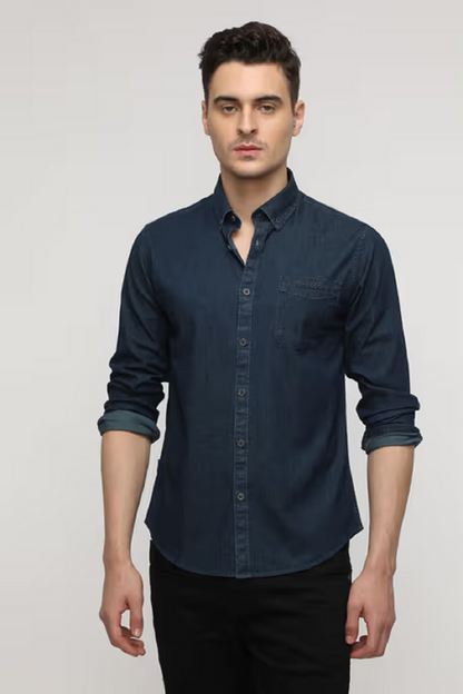 Denim Shirt with Patch Pocket