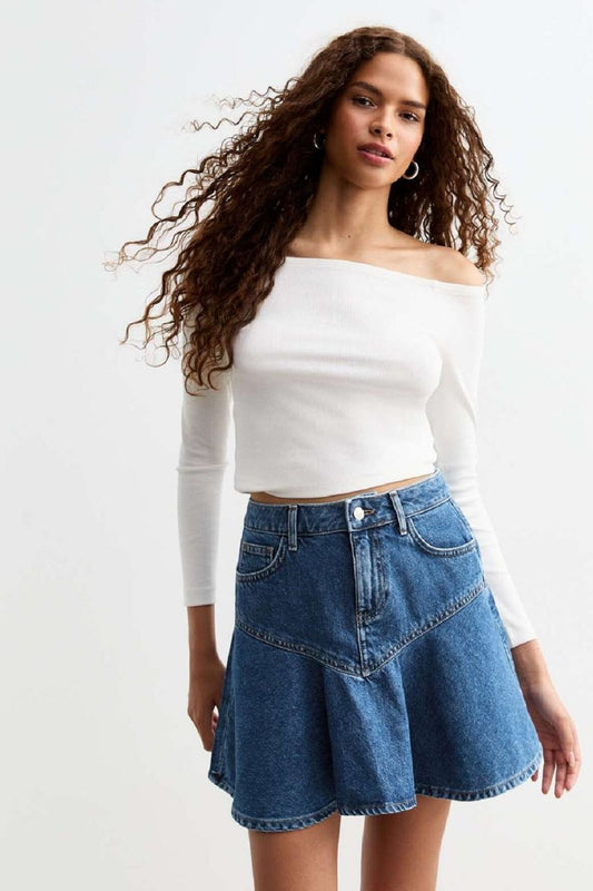 Blue Denim Peplum Skirt
