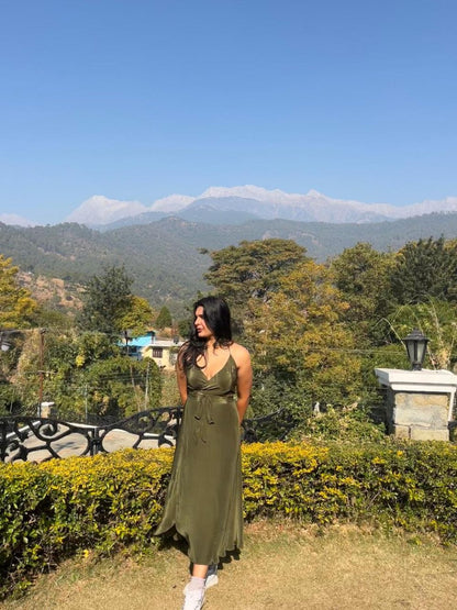 Olive Trail Wrap Dress