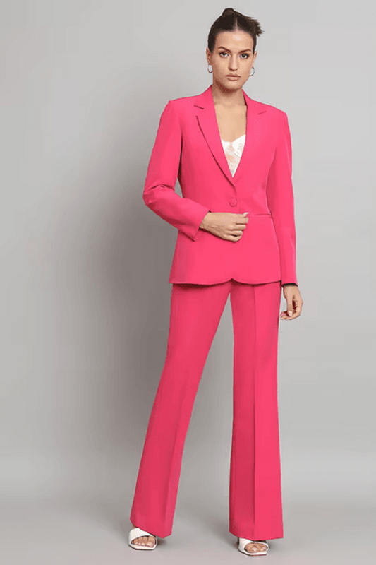 Women Single-Breasted Blazer with Welt Pockets