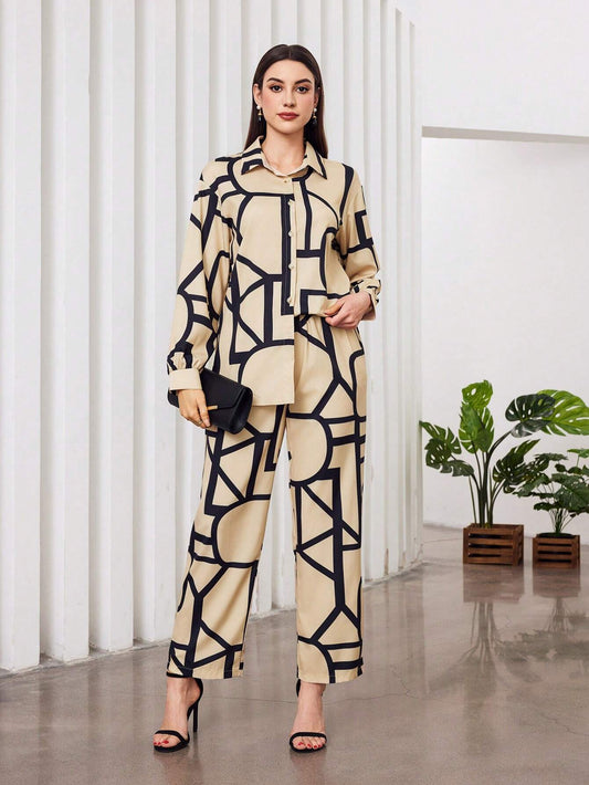 WesternStitch Women's Cotton Floral Printed Shirt Collar Tunic with Trousers Co-Ord Set/Cotton Cord Set for Women WesternStitch